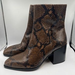 AEYDE Brown Women's Ankle Snakeskin Block Heel Boots 41